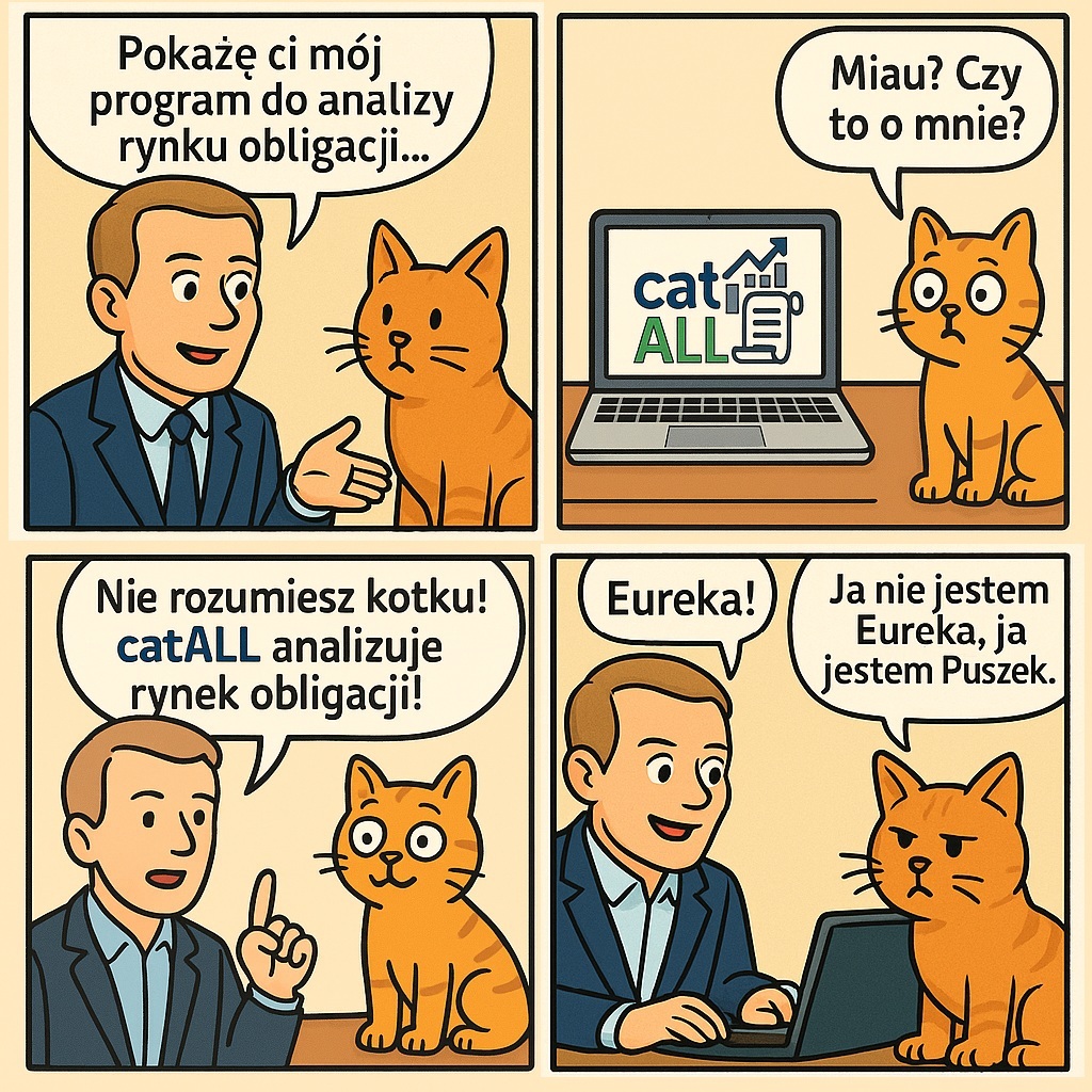 Komiks z kotem i człowiekiem promujący program catALL